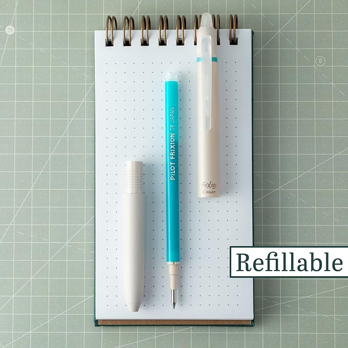 PILOT FriXion Waai Retractable & Refillable Erasable Gel Pens, Extra Fine Point 0.5 mm, Aqua Blue Ink, 12 Count