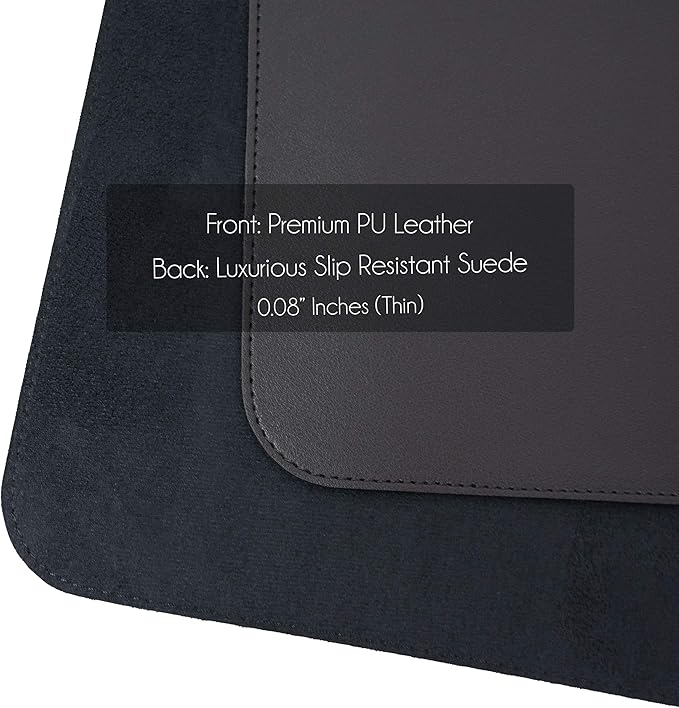 Vine Creations Leather Desk Mat Large 44" x 22", Desk Protector Mat, PU Leather Desk Pad, Non-Slip Large Mouse Pad, Desk Blotter, Desk Pads on Top of Desks, Home Office Desk Matt for Desktop (Black)