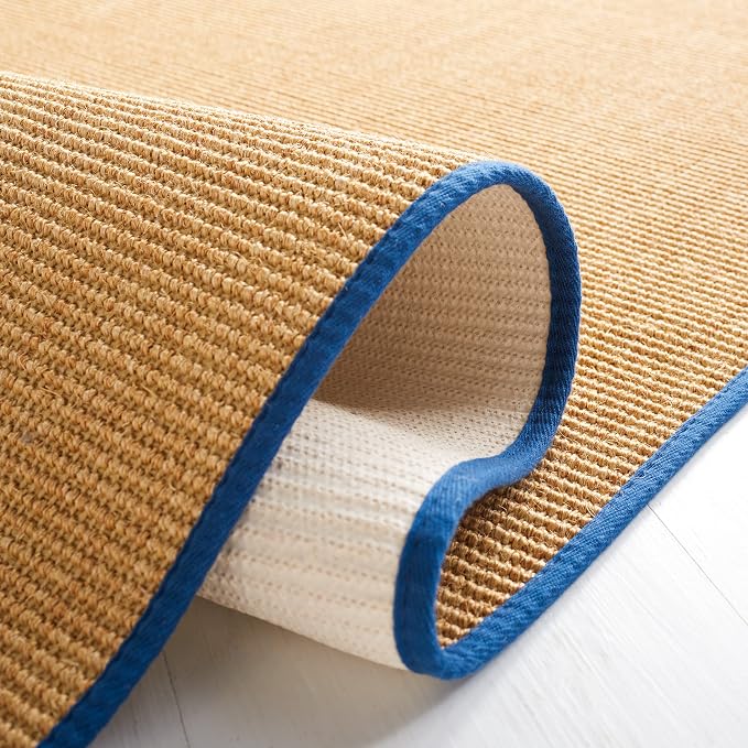 Martha Stewart x SAFAVIEH Area Rug Collection - 9' x 12', Natural & Navy, Sisal & Jute, Farmhouse Style, Ideal for Living Room, Bedroom, Office, Dining Space (MSR9501D)