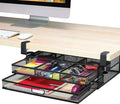 Homeify Under Desk Drawer Organizer Clamp-On, Mesh Metal Drawer Attachment, 2 Drawer Slide Out, On Or Under Desk Organizer For Office Supplies & Home Essentials (2 Drawers)