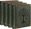 OVESMUSL 4 Pack PU Leather 3 Ring Binder, 2 Inch Green Tree | Fits 8.5x11 letter paper, holds 500 sheets, loose leaf organizer