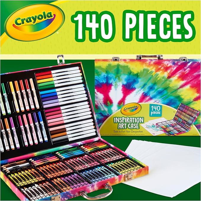 Crayola Inspiration Art Case Coloring Set - Tie-Dye (140ct), Art Supplies Set For Kids, Travel Drawing Kit, Gift for Girls & Boys, Ages 5+ [Amazon Exclusive]