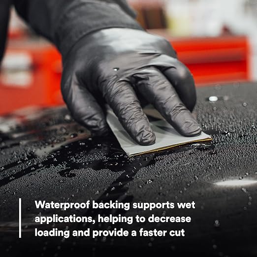 3M Wetordry Abrasive Sheet, 434Q, 02621, 1000+ Grade, 5 1/2 in x 9 in | 50 Sandpaper Sheets, for Auto Sanding, Metal Sanding, Finishing, Paint Prep