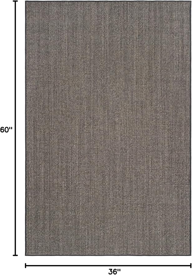Martha Stewart x SAFAVIEH Area Rug Collection - 3' x 5', Charcoal, Sisal & Jute, Farmhouse Style, Ideal for Living Room, Bedroom, Foyer, Accent Space (MSR9501F)