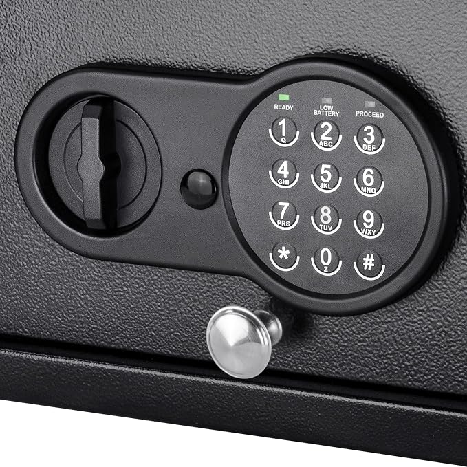 Barska Top Opening Keypad Safe – Compact Digital Security Box for Home or Office, Solid Steel, Anti-Pry Hinges, Jewelry & Valuables- drawer safe - top open drawer - in wall mounting, Hidden safes