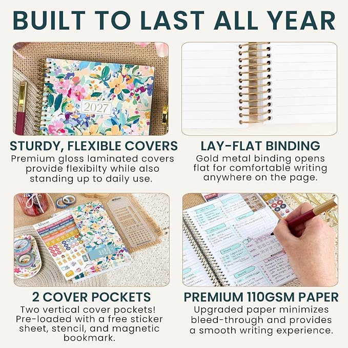 bloom daily planners 2027 Planner (January - December 2027) - Weekly & Monthly Softcover Planner for Women - Calendar Year Inspirational Agenda Book with Stickers - 5.5" x 8.25" - Morning Song