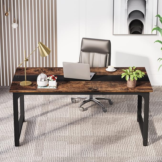 LITTLE TREE 70.8 Inch Large Executive Office Desk, Simple Computer Workstation with 31.5 inch Wide Desktop for Home Office