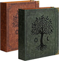 Ovesmusl 2 Pack PU Leather D Ring Binder, 2 Inch Green and Brown Tree | Fits 8.5x11 letter paper, holds 550 sheets, inner pockets, loose leaf organizer