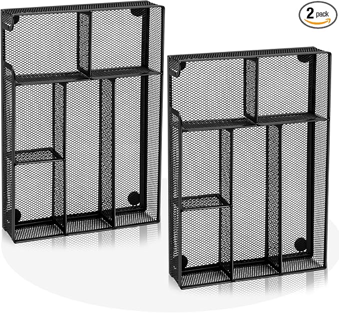 Desk Drawer Organizer, Office Drawer Divider Organizer Tray with 6 Compartments, Metal Mesh Desktop Organization and Accessories for Stationery Makeup Kitchen Toolroom School ＆Office, 12.6x8.27x1.6 in