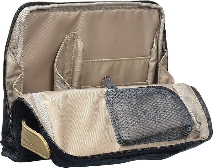 KOKUYO Pencil Case Pouch, Haco-Biz Standing Pen Pouch Bag, Foldable Stand up Pencil Holder Organizer, Large Capacity Portable Pencil Box for Office Supplies, Navy x Khaki (KAHA-HB11B)