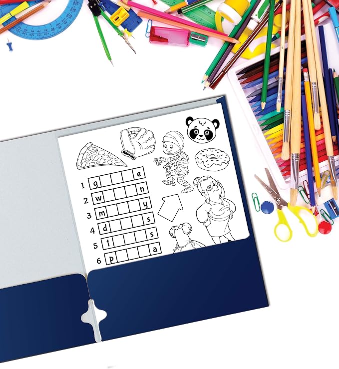 Better Office Products Blue Folders with Pockets, 50 Pack Letter Size Two Pocket Portfolio Folders, Durable Paper Folders for School Classroom Office Organization, Standard Letter Size Blue Folders