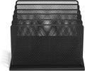 TRU RED Wire Mesh File Organizer, 5‑Compartment, Matte Black, 2‑Pack – Vertical Desktop Sorter for Files, Folders & Mail