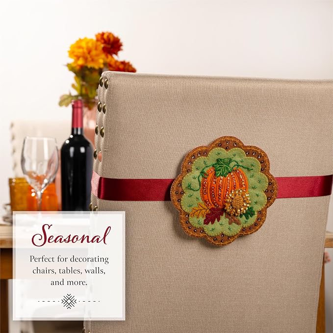 Bucilla, Felt Applique 2 Piece Wall Hanging Kit, Pumpkin Patch Pair, Perfect for Holiday DIY Arts and Crafts Projects, 89712E