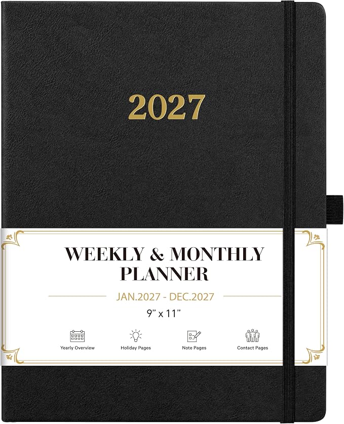 Vondafe 2027 Planner Weekly and Monthly, Jan. 2027 - Dec. 2027, 9" x 11"
