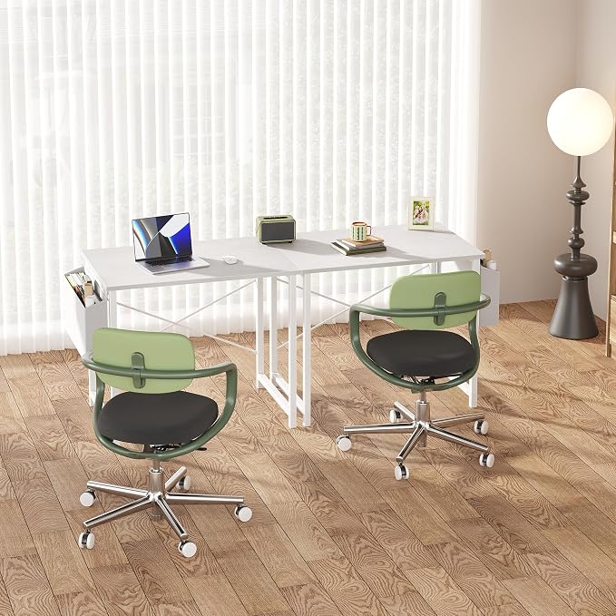 OLIXIS Small Computer Desk, 31 Inch Gaming Desks for Home Office | Writing Study Craft Work Table, Computer Workstation for Bedroom Small Spaces with Storage Bag, All White