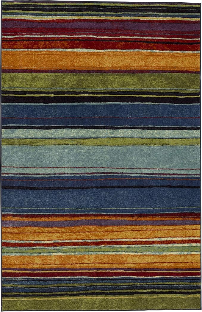 Mohawk Home Rainbow Stripe 2' 6" x 3' 10" Area Rug - Multicolor - Perfect for Living Room, Dining Room, Office