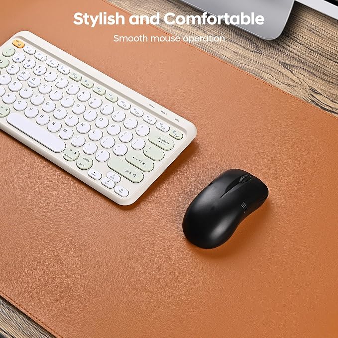Leather Desk Pad Protector, Office Desk Mat, Large Mouse Pad, Non-Slip PU Leather Desk Blotter, Waterproof Computer Desk Writing Pad for Office and Home (Brown, 47.2" x 23.6")