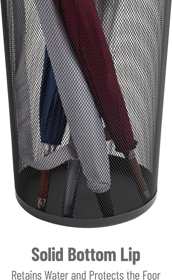 Mind Reader Umbrella Stand, Multi-Purpose Mesh Storage Stand, Organizer for Office and Entryway, Metal Mesh, Black