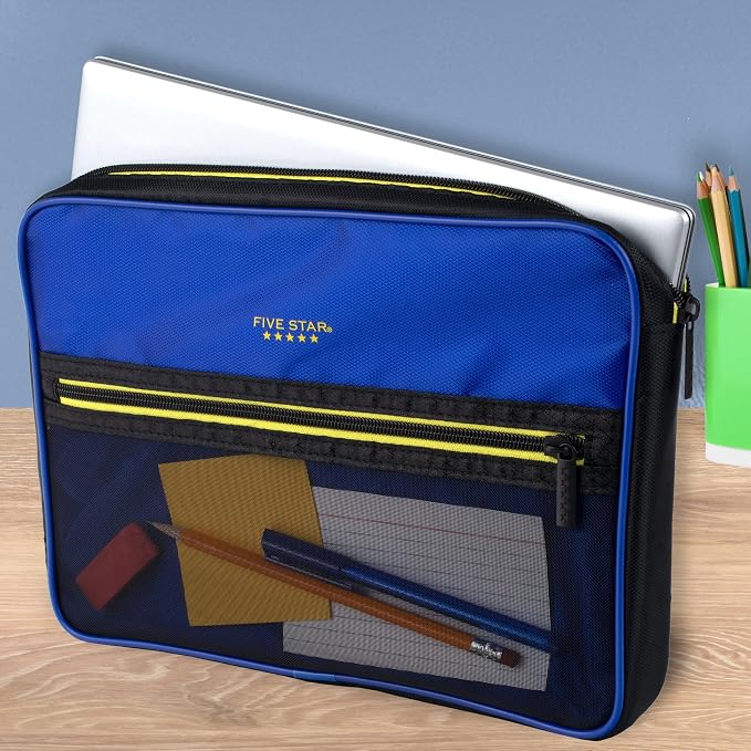 Five Star Zipper Binder, 3-Inch D-Ring Case Binder, 850-Sheet Capacity, Multiple Pockets, Front 5-Tab Expanding File, Removable Padded Case and Shoulder Strap, Cosmic Blast (292960M)