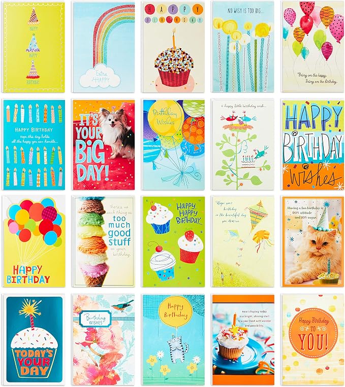 Hallmark Pack of 30 Assorted Boxed Greeting Cards, Good Vibes—Birthday, Thinking of You, Thank You, Blank Cards & Birthday Cards Assortment, 20 Cards with Envelopes
