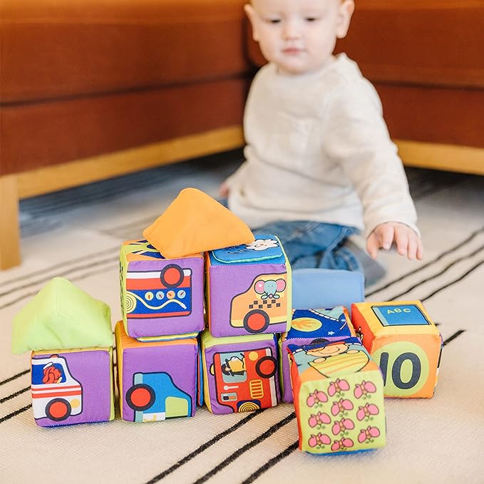 Melissa & Doug K's Kids Match and Build Soft Blocks Set (Pack of 6)