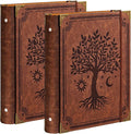 OVESMUSL 2 Pack PU Leather 3 Ring Binder, 1.5 Inch Brown Tree | Fits 8.5x11 letter paper, holds 350 sheets, loose leaf organizer