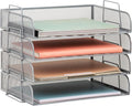 Mind Reader Stackable Paper Tray, Desktop Organizer, File Storage, Office, Metal Mesh, 4 Pcs., Silver