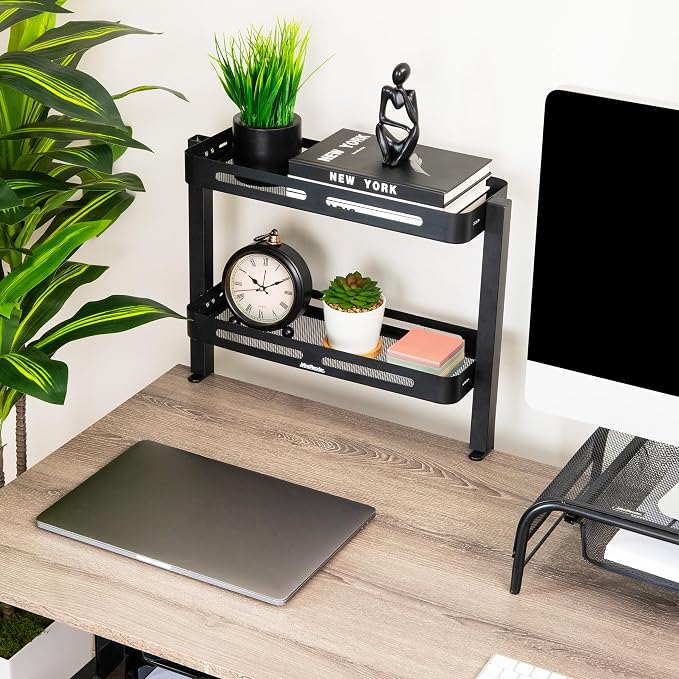 Mind Reader 2-Tier Desk Organizer with Clamp, Accessory Shelf