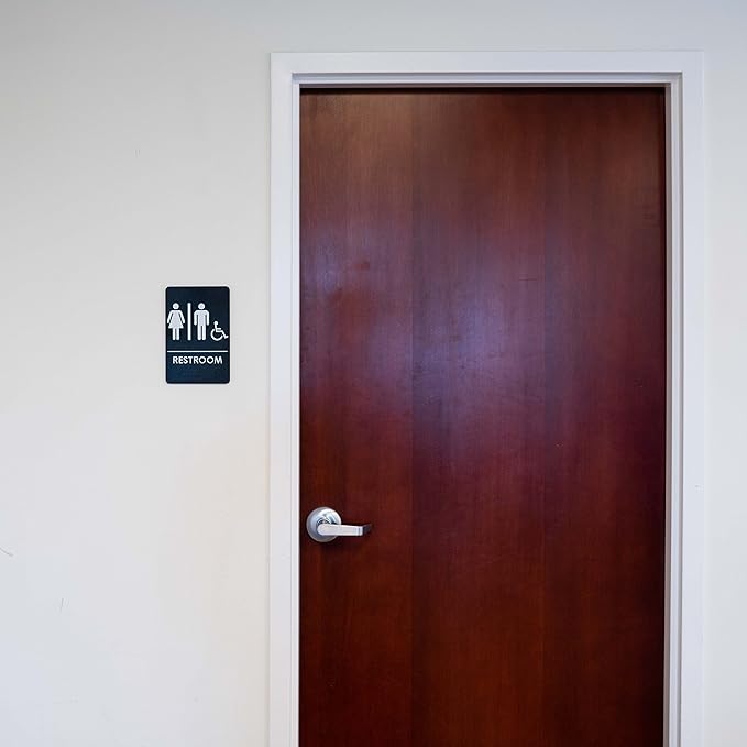Men's/Women's Restroom Sign for Handicap Accessible Restroom ADA-Compliant Bathroom Door Sign, Made in USA, Pack of 12