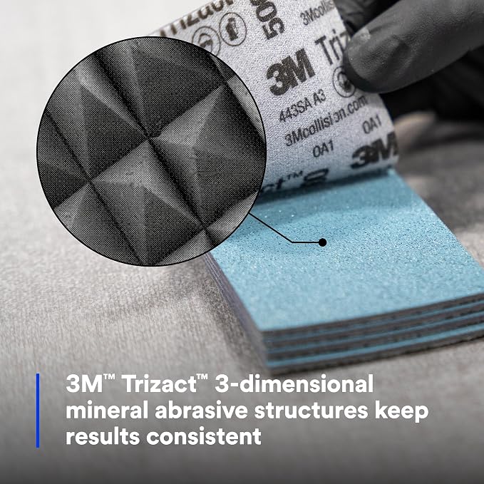 3M Trizact Hookit Foam Sheets, 30289, 2-3/4 in x 5 1/2 in, 5000+ Grade | 15 Sheets, Paint Finishing, Automotive Sanding, Sand Scratches; Blend Panels