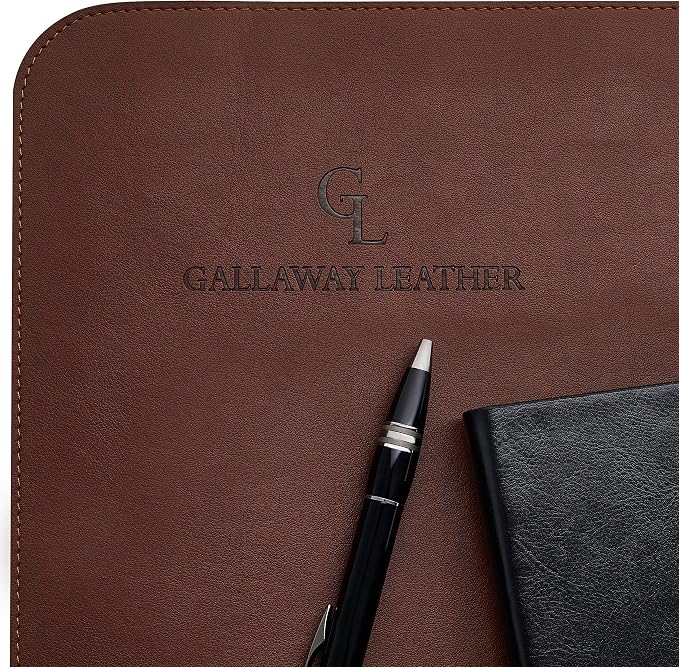 Gallaway Leather Desk Mat, Office Writing Desk Pad, Large 36" x 17" Dark Brown, for Top of Desks, Gift Ready Elegant Computer Desk Cover Protector PU Leather