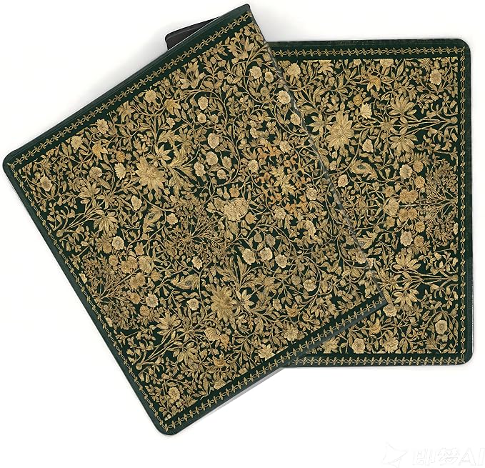 Cute Floral Aesthetic Daisy Gaming Mouse Pad, Green Glod Rug Desk Mat with Anti-Slip Base & Stitched Edges,35.4" x 15.7" in Desk Accessories for Women, Home Office Decor & Artistic Gift