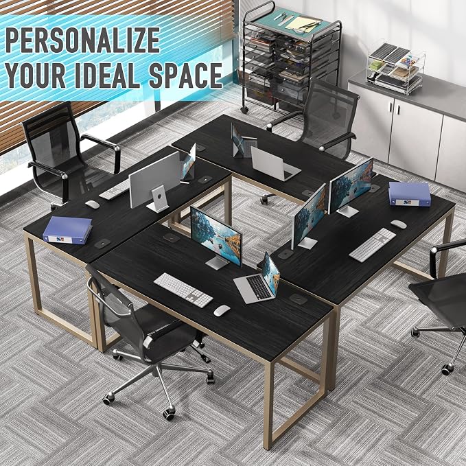 SHW 55-Inch Commercial-Grade Office Computer Desk, Espresso | 10-Year Limited Warranty
