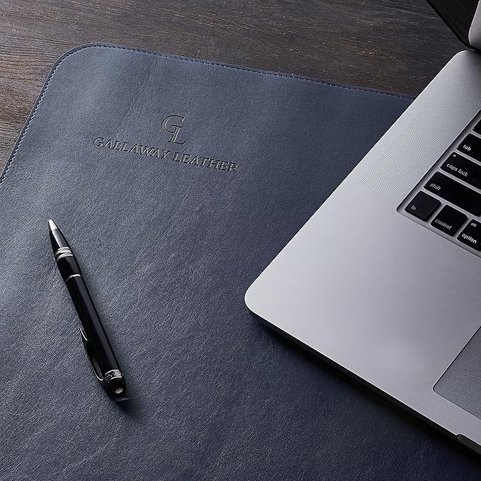 Gallaway Leather Desk Mat,Desk Writing Pad - Office Desk Pad, Large 36" x 17" Navy Blue, Desk Mats on Top of Desks, Gift Ready Elegant Computer Desk Mat Desk Cover Desk Pad Protector PU Leather