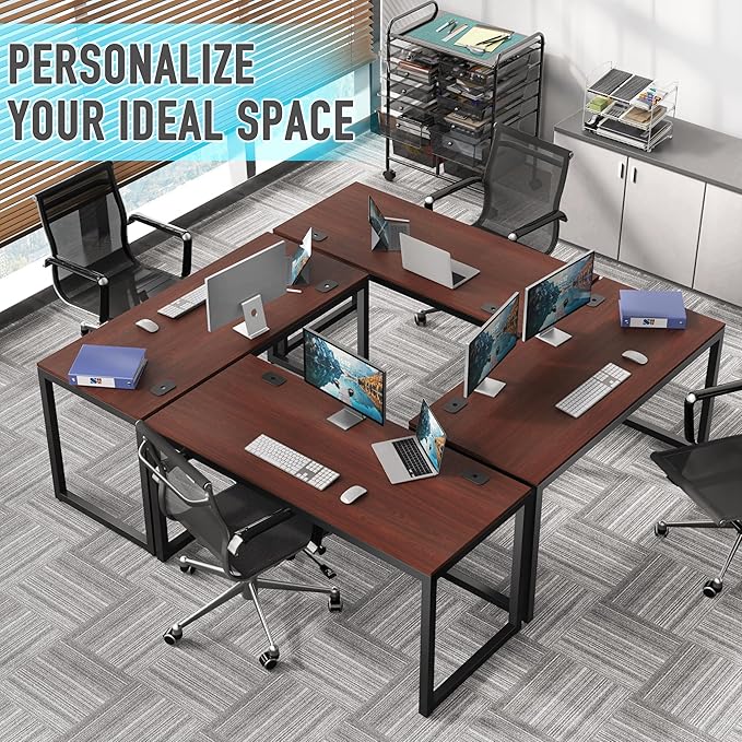 SHW 55-Inch Commercial-Grade Office Computer Desk, Cherry | 10-Year Limited Warranty