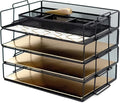 BLU MONACO 4-Tier Stackable Paper Tray for Desk Organization | Black Metal Mesh Letter File Holder | Tiered Desk Organizer for Office Workspace Document Storage 14.8 x 13 x 10.9 in