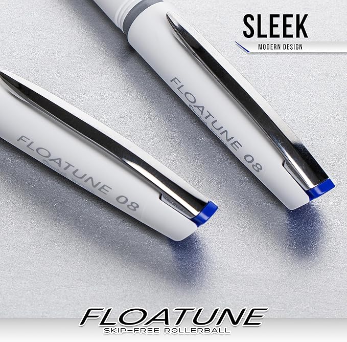 Pentel Floatune Rollerball, 0.8mm Medium Line, Black Ink, 12 Pack