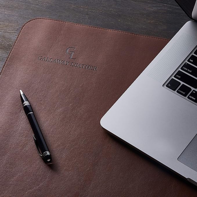Gallaway Leather Desk Mat, Office Writing Desk Pad, Large 36" x 17" Dark Brown, for Top of Desks, Gift Ready Elegant Computer Desk Cover Protector PU Leather