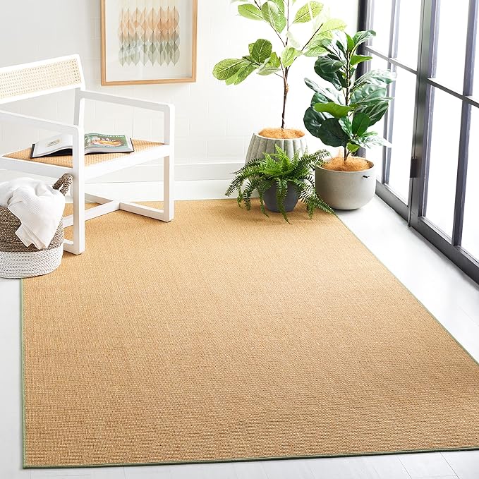 Martha Stewart x SAFAVIEH Area Rug Collection - 4' x 6', Natural & Green, Sisal & Jute, Farmhouse Style, Ideal for Living Room, Foyer, Bedroom, Accent Space (MSR9501E)