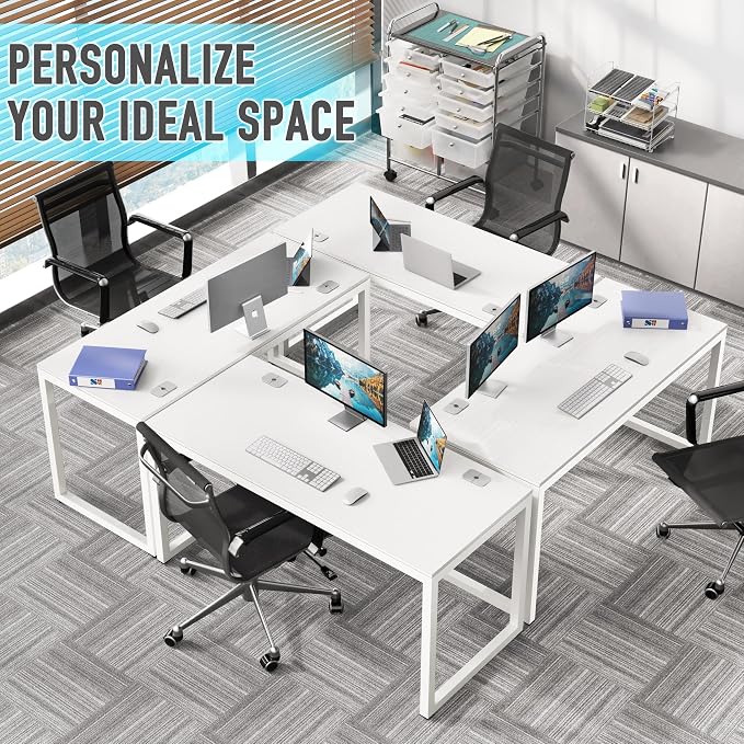 SHW 55-Inch Commercial-Grade Office Computer Desk, White | 10-Year Limited Warranty