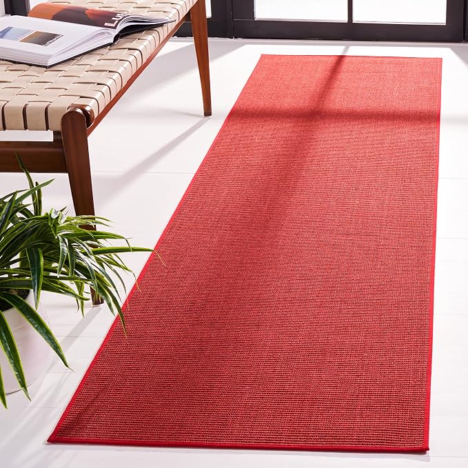 Martha Stewart x SAFAVIEH Area Rug Collection - 2'3" x 8' Runner, Red, Sisal & Jute, Farmhouse Style, Ideal for Living Room, Bedroom, Foyer, Hallway (MSR9501Q)