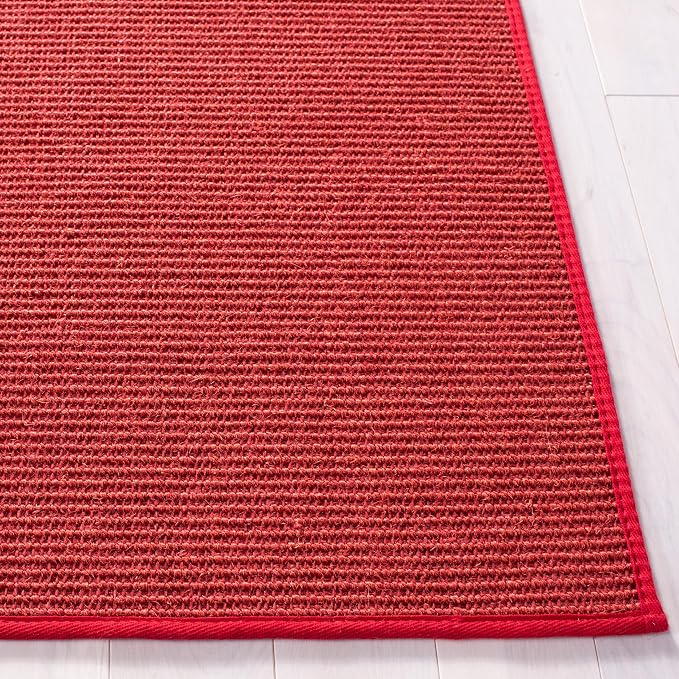 Martha Stewart x SAFAVIEH Area Rug Collection - 8' x 10', Red, Sisal & Jute, Farmhouse Style, Ideal for Living Room, Bedroom, Office, Dining Space (MSR9501Q)