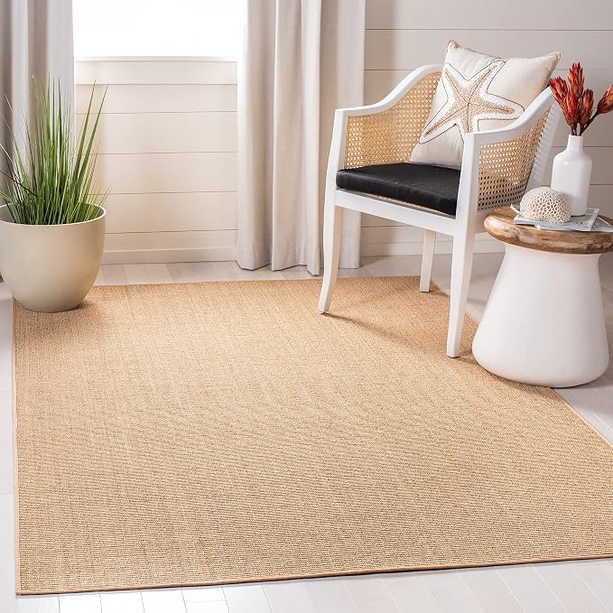 Martha Stewart x SAFAVIEH Area Rug Collection - 4' x 6', Beige, Sisal & Jute, Farmhouse Style, Ideal for Living Room, Foyer, Bedroom, Accent Space (MSR9501B)