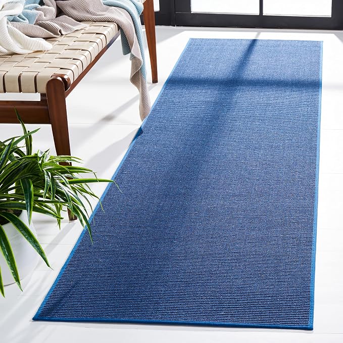 Martha Stewart x SAFAVIEH Area Rug Collection - 2'3" x 8' Runner, Blue, Sisal & Jute, Farmhouse Style, Ideal for Living Room, Bedroom, Foyer, Hallway (MSR9501M)