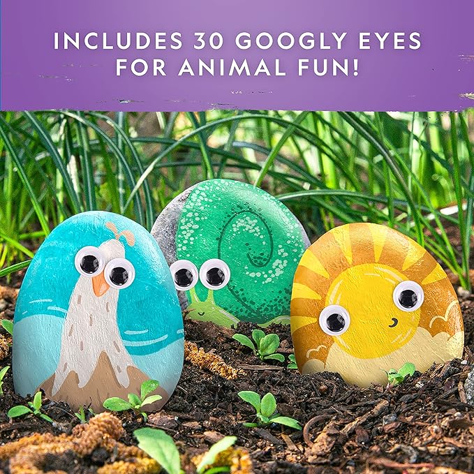 National Geographic Rock Painting Arts and Crafts Activity Kit for Kids | 15 River Rocks, 10 Paint Colors, Brushes and Art Supplies, Outdoor Craft Activity, Creative Play, Birthday Gift