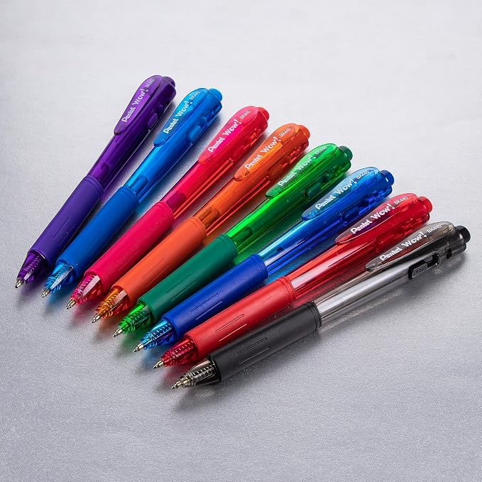 Pentel WOW! Ballpoint Pen, (1.0mm) Medium Line, Red Ink, Pack of 60, Canister (BK440PC60B)