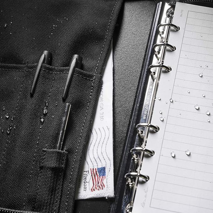 Rite in The Rain Weatherproof Cordura® Fabric, 1/2" Ring Binder Cover, 6.75" x 8.875", Black Cover (No. C9200B)