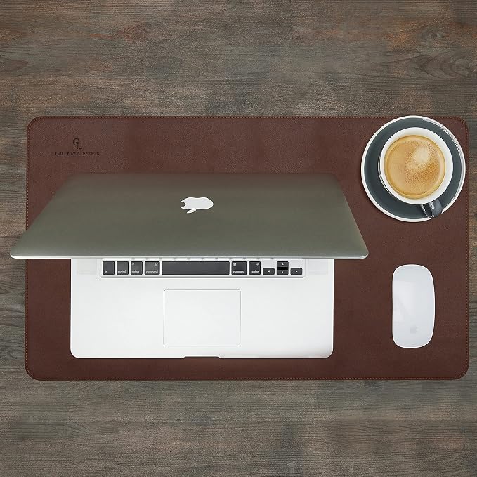 Gallaway Leather Desk Mat - Office Writing Desk Pad, Medium 24" x 14" Dark Brown, Gift Ready Elegant Computer Desk Cover Protector