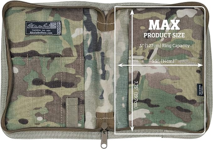 Rite in The Rain Weatherproof Cordura® Fabric, 1/2" Ring Binder Cover, 6.75" x 8.875", Multicam Cover (No. C9200M)