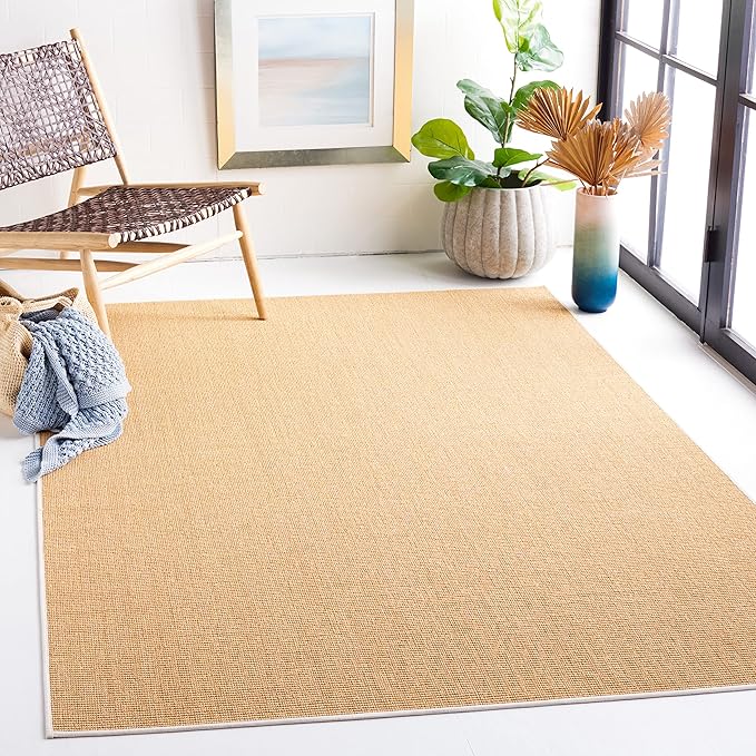 Martha Stewart x SAFAVIEH Area Rug Collection - 5' x 7', Natural & White, Sisal & Jute, Farmhouse Style, Ideal for Living Room, Bedroom, Office, Dining Space (MSR9501H)